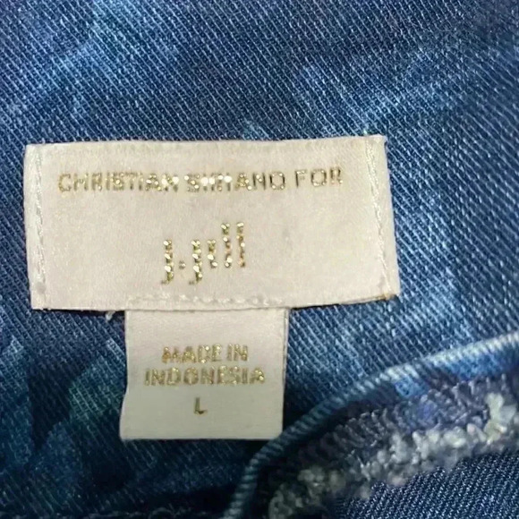 J Jill cyanotype plant pattern denim blazer one button large - Picture 4 of 7